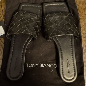 Tony Bianco size 9 black square toe flats